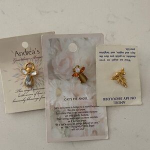 Lot of three angel tax pins on cards new